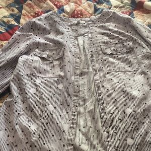 Women’s light-grey and black polka dot button up